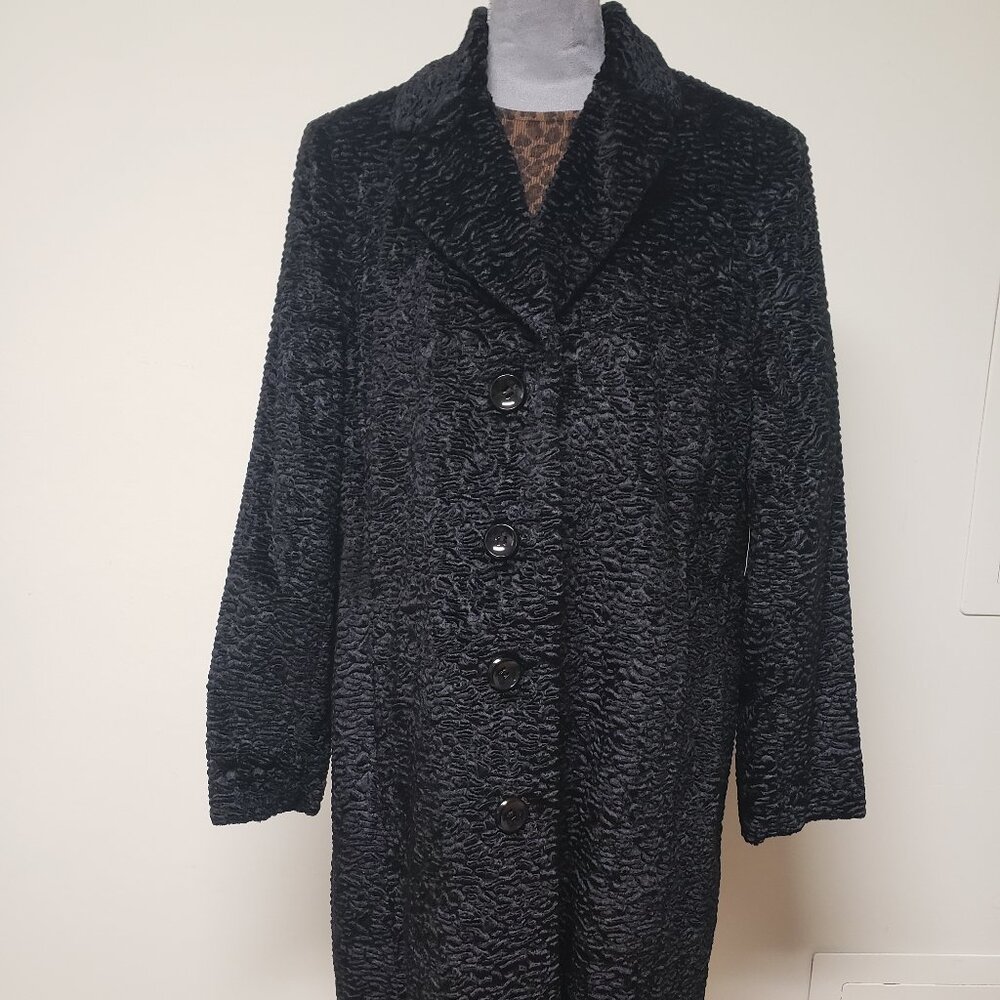 NWT- Worthington Rich Black Curly Faux Fur Trench